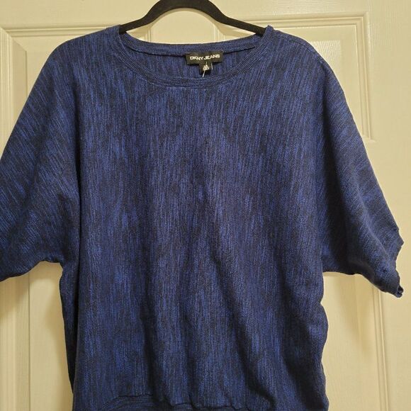 DKNY Blue and White Marled Cropped Top - Picture 1 of 5